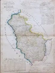 Juliusz Kolberg, Mappa jeneralna województwa kaliskiego, Warszawa, 1827litografia kolorowana, papier naklejony na płótno; wym. arkusza 56