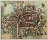 Matthäus Merian, Schweidnitz, Plan Świdnicy pochodzący z „Topographiae”, Frankfurt nad Menem, ok. 1650 miedzioryt kolorowany w epoce, 28