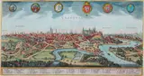 Matthäus Merian, Cracovia, Panorama Krakowa z 1638 r., pochodząca z „Neuwe archontologia cosmica, das ist Beschreibung...", Frankfurt nad Menem, 1649 miedzioryt kolorowany, 20