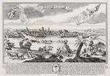 Joseph Friedrich Leopold, Dantiscum. Danzig., Widok Gdańska z Biskupiej Górki, Augsburg, ok. 1720 miedzioryt, wym. 20