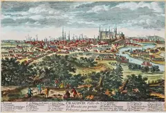 Antoine Aveline, Cracovie Ville de la Haute ou petite Pologne, Panorama Krakowa, Paryż, ok. 1692miedzioryt kolorowany