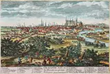 Antoine Aveline, Cracovie Ville de la Haute ou petite Pologne, Panorama Krakowa, Paryż, ok. 1692miedzioryt kolorowany