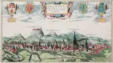 Frans Hogenberg Georg Braun, Leopolis Russice Australis urbs primaria…, Widok Lwowa od strony zachodniej, 1617miedzioryt kolorowany