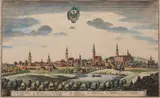 Matthäus Merian, Olse, Panorama Oleśnicy pochodząca z „Topographia Bohemiae, Moraviae et Silesiae…”, Frankfurt nad Menem, 1650miedzioryt kolorowany