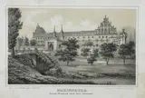 C. A. Mann, Marienburg. Haupt-Eingang nach dem Schlosse., Widok Zamku w Malborku, zakład litograficzny C.G. Kanter in Marienwerder, 1855 litografia tonowana, wym. widoku 11