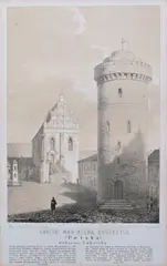 Napoleon Orda, Lublin nad rzeką Bystrzycą, Widok dziedzińca Zamku Lubelskiego, wyd. Zakład Litograficzny Maksymiliana Fajansa, Warszawa, 1882/1883litografia tonowana