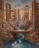 Jacek Yerka, Atramentowy wąwóz, 2012 r., 2012, akryl, płótno