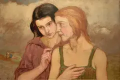 Wlastimil Hofman, Dwie dziewczyny, olej, płyta, 46
