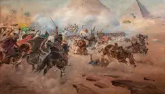 Wojciech Kossak, Bitwa pod piramidami, 1927 r., 1927, olej, płótno, 86