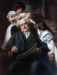 Małe fryzjerki by Maximilian Bernhard Sturmhoefel, olej, płótno, sold Jan 2023