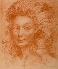 Roman Kramsztyk, Portret kobiety, litografia, papier, 26