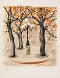 Moïse Kisling, Plac de Furstenberg w Paryżu, litografia barwna, papier, 52