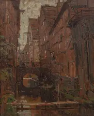 Wilhelm Wilcke, W Królewcu – Königsberger Hundegatt, olej, tektura