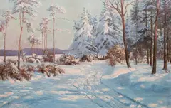 Paul Weimann, Zima w Karkonoszach, olej, płótno