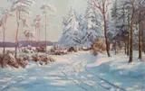 Paul Weimann, Zima w Karkonoszach, olej, płótno