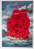 Rafał Olbiński, Red Rose Ship, litografia barwna, papier