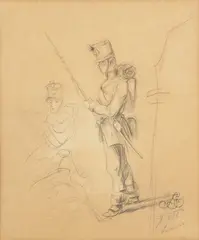 Artur Grottger, Strzelec pieszy, 1866 r., 1866, ołówek, papier