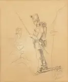 Artur Grottger, Strzelec pieszy, 1866 r., 1866, ołówek, papier