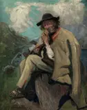 Max Hanemann, Góral z fajką, olej, płótno