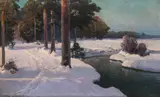 Wiktor Korecki, Strumyk zimą, przed 1945 r., olej, płótno, 47