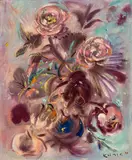 Ludwig Klimek, Kwiaty na jasnym tle, 1976 r., 1976, olej, płótno