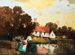 Jerzy Duda-Gracz, Łagów - Stary Pejzaż, 1998 r., 1998, olej, płyta
