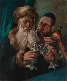 Tadeusz Kokietek, Przygotowania do szabatu, olej, płótno, 60
