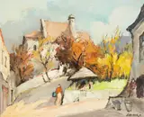 Widok z Kazimierza,1988 r. by Stanisław Jan Łazorek, 1988, olej, płótno, sold Feb 2023