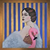 Patrycja Kruszyńska-Mikulska, Dama z flamingiem, akryl, płótno