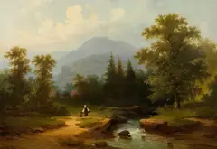 Cölestin Brügner, Droga nad strumieniem, 1865 r., 1865, olej, płótno dublowane