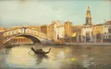B. Sapierski, Wenecja, Widok na Ponte Rialto, pastel, papier