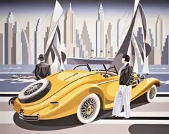 Tomasz Kostecki, Żółty Mercedes, 2022, 2022, olej, płótno