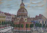 Kościół by Nikifor Krynicki, akwarela, papier, 14, sold Dec 2022