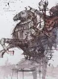 Tomasz Sętowski, Głowa Króla, 2018, 2018, akwarela, tusz, papier