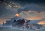 Wulkan, 2016 by Maksymilian Novak-Zemplinski, 2016, olej, płyta, sold Nov 2022