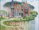 Jacek Yerka, Kamienica rodzinna, 2019, 2019, kredki, ołówek, papier, 18