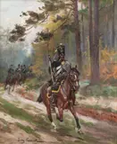 Jerzy Kossak, Patrol Strzelców Konnych z okresu Królestwa Polskiego, ok. 1914 r.