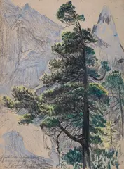 Leon Wyczółkowski, Limba na tle Mnicha, ok. 1916 r., 1916, kredka, pastel, gwasz, papier
