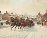Zaprzęg by Władysław Chmieliński, olej, płótno, sold Nov 2022