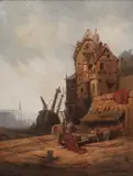 Eduard Hildebrandt, Wrak na brzegu, olej, płótno