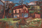 Nathan Grunsweigh, Dom artysty, ok. 1920–30, olej, płyta