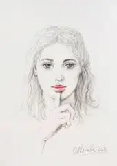Rafał Olbiński, Secret, 2022, 2022, ołówek, kredka, papier