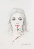 Rafał Olbiński, Secret, 2022, 2022, ołówek, kredka, papier