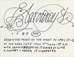 Franciszek Starowieyski, Cykl 9 rysunków z Daro Cafe na Manhattanie, 1985 r., 1985, flamaster, papier
