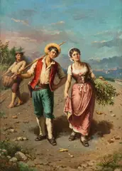 Francesco Peluso, Para na drodze, olej, płótno