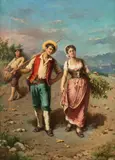 Francesco Peluso, Para na drodze, olej, płótno