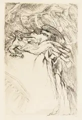 Para akwafort, 1929 r. by Konstanty Brandel, 1929, akwaforta, papier japoński, 11, sold Oct 2022