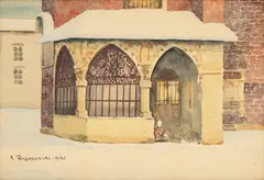Feliks Marjan Rybakowski, Ogrójec św. Barbary w Krakowie, akwarela, papier
