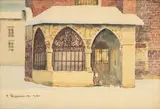 Feliks Marjan Rybakowski, Ogrójec św. Barbary w Krakowie, akwarela, papier