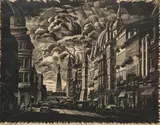 Teofil Jóźwiak, Łódź - Piotrkowska, 1962 r., 1962, linoryt, papier, 33/50